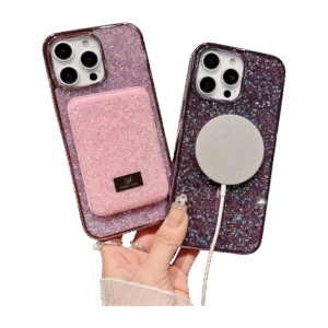 ✨ Coque Brillante Magnétique avec Fente Carte pour iPhone – Design INS Éblouissant