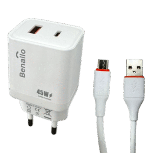 Chargeur Rapide Benallo 45W PD + CABLE TYPE-C TO TYPE-C