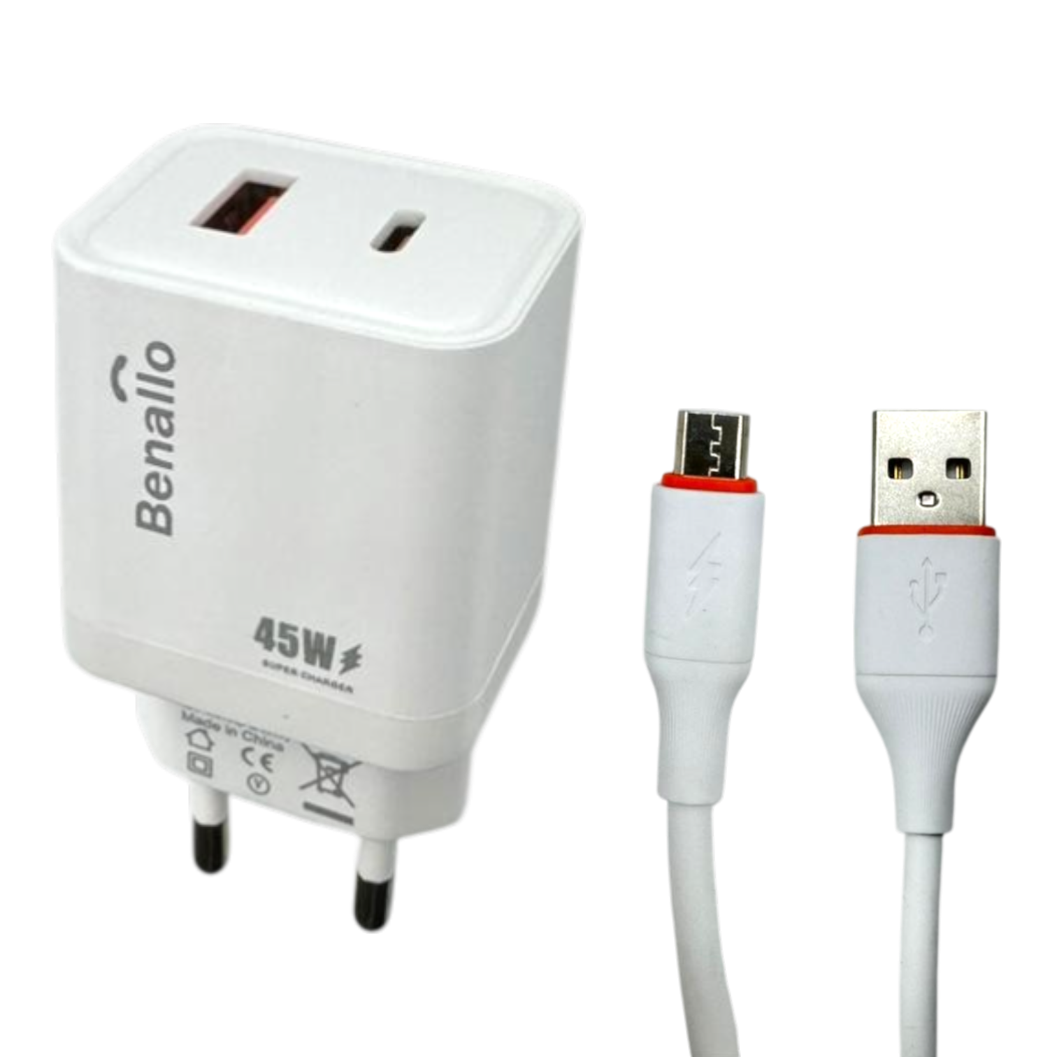 Chargeur Rapide Benallo 45W PD + CABLE TYPE-C TO TYPE-C