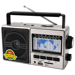 Portable FM/AM/SW World Band Radio with USB, TF Card & MP3 Player